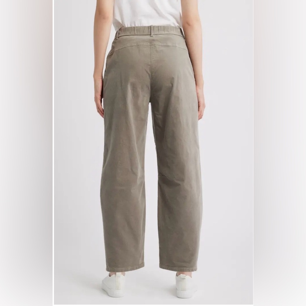Eileen Fisher Barrel Leg Stretch Organic Cotton Ankle Pants Reed NEW - Picture 3 of 11